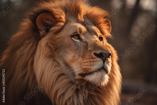 Close-up portrait of Lion king. Created with Generative AI technology © Royalty-Free