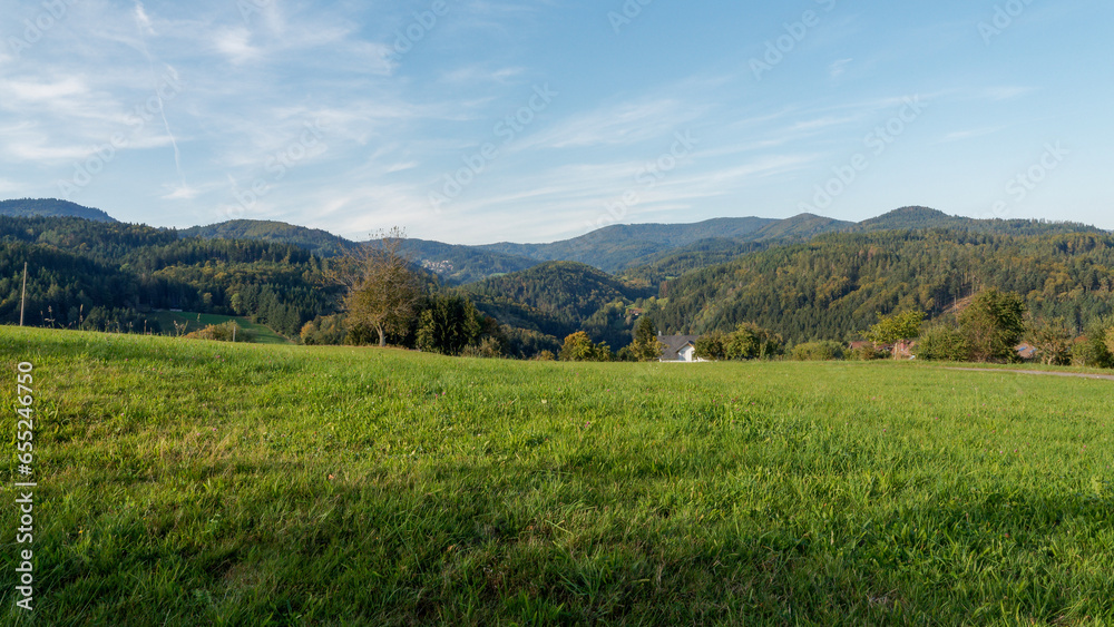 landscape with mountains and blue sky