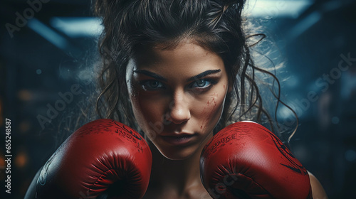 Woman with boxing gloves © vladzelinski