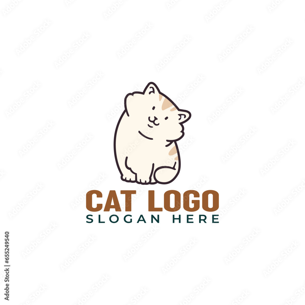 Beautiful lovely cat logo design vector illustration