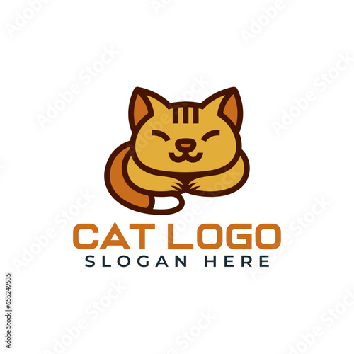 Beautiful lovely cat logo design vector illustration