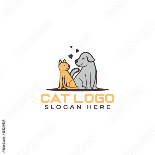 Beautiful lovely cat logo design vector illustration