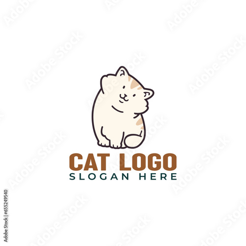 Beautiful lovely cat logo design vector illustration