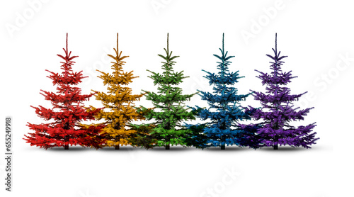 Bunte Weihnachtsbäume in Regenbogenfarben