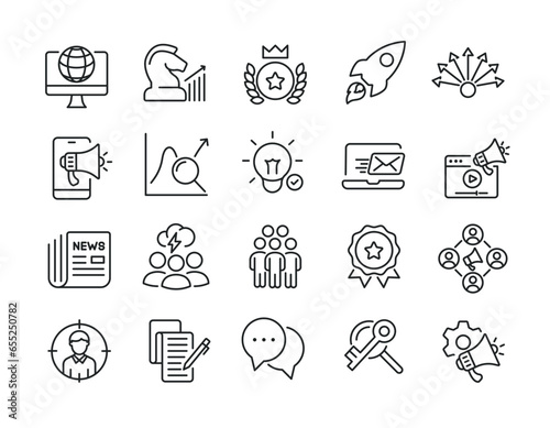 Digital marketing thin line icons. Editable stroke. For website marketing design, logo, app, template, ui, etc. Vector illustration.