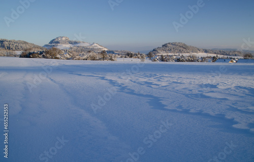 winter landscape with snow on Hohentwiel