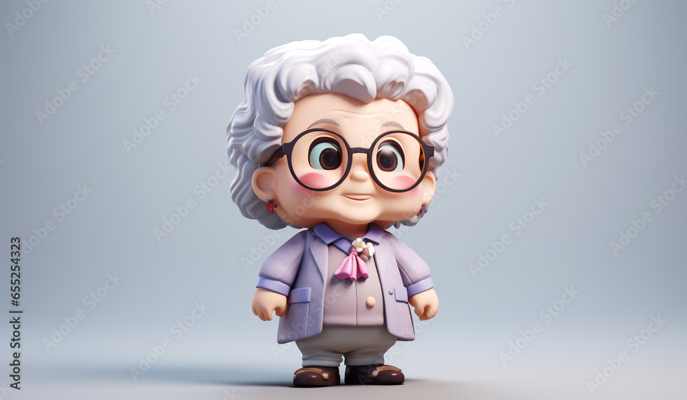 Toy old doll with glasses in soft colors, plasticized material, educational for children to play. AI generated Toy old doll with glasses in soft colors, plasticized material, educational for children to play. AI generated