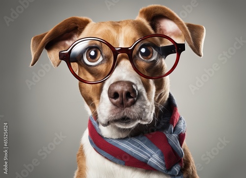 portrait of a cute dog in glasses portrait of a cute dog in glasses portrait of a dog wearing sunglasses © Shubham