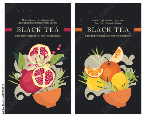 Fruit tea packaging sticker set