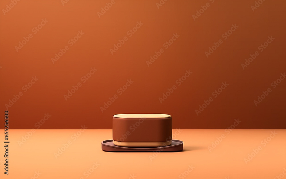3D little podium for product exhibition with brown theme 3D little podium for product exhibition with brown theme