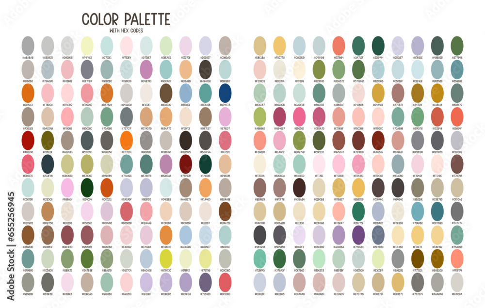 Pastel handpicked colour palette includes 242 pastel color shades with