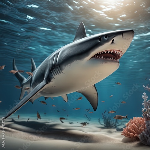 3d rendering of the shark on the background 3d rendering of the shark on the background shark and shark on the ocean