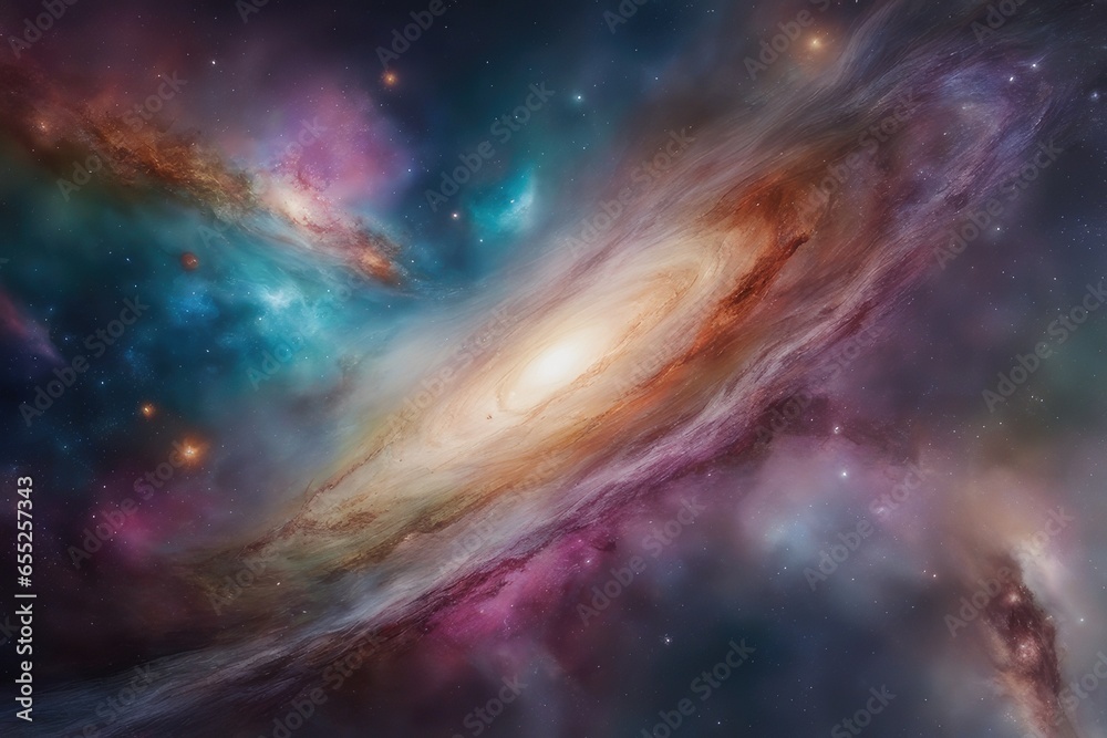 Fototapeta premium Rainbow-hued galactic sky artwork