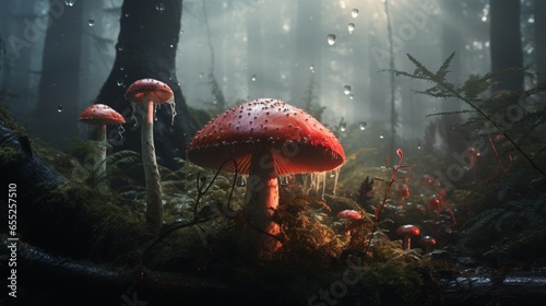 cute mushroom in fairy tale forest