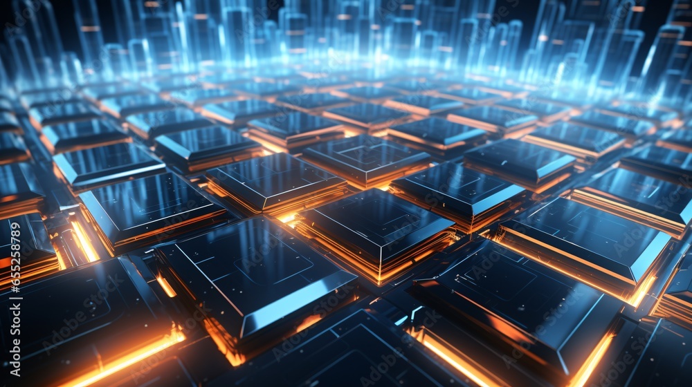 3d square cube block led blue orange pattern abstract background perspective shiny. Pixel high technology light network digital futuristic power reflect data internet. circuit computer communication. 3d square cube block led blue orange pattern abstract background perspective shiny. Pixel high technology light network digital futuristic power reflect data internet. circuit computer communication.