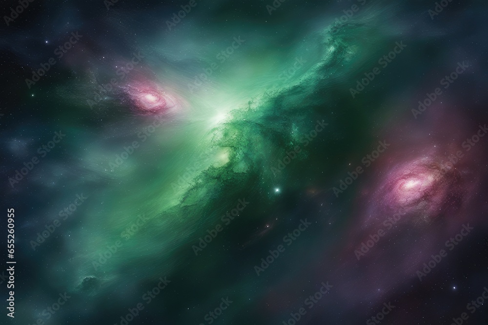 Mantis green galactic sky concept