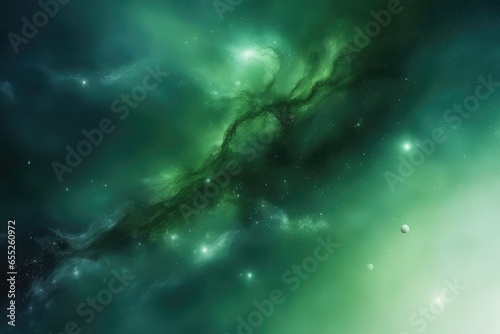 Rifle-green cosmic universe design
