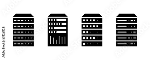 Set of computer server vector icons. Data, datacenter or database icon. Center of storage data. Vector 10 Eps.