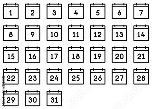 Calendar line icon set. Vector graphics photo
