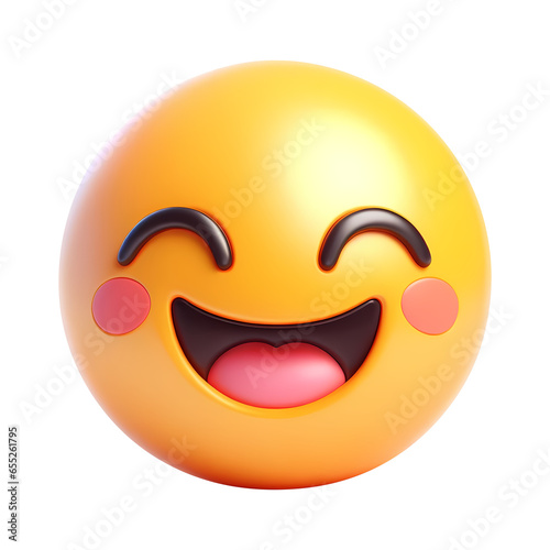 3d happy emoji icon. Realistic 3d high quality isolated render	