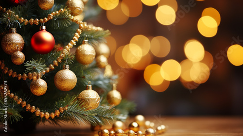 Christmas tree decorations, Christmas celebration background design, Generative ai