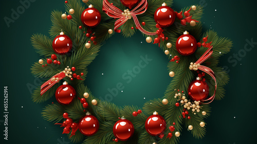 Christmas wreath isolated on dark background  Generative ai