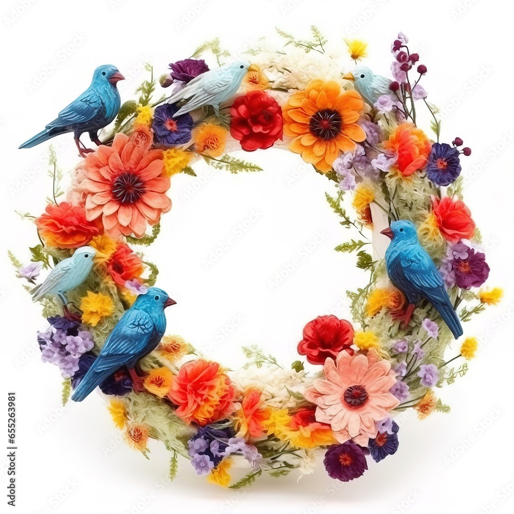 Wreath with birds created by Ai Generated