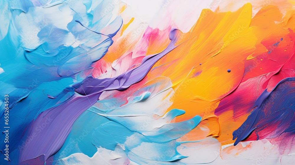 Abstract Rough Brushstrokes with Vivid Colors Background.