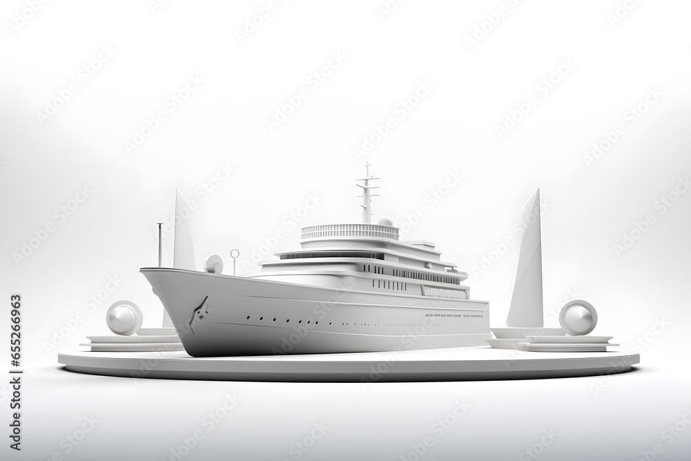 3d luxury yacht on a white background, Ai Generated