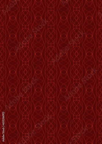 Hand-drawn unique abstract symmetrical seamless ornament. Bright red on a deep red background. Paper texture. Digital artwork, A4. (pattern: p10-1f)