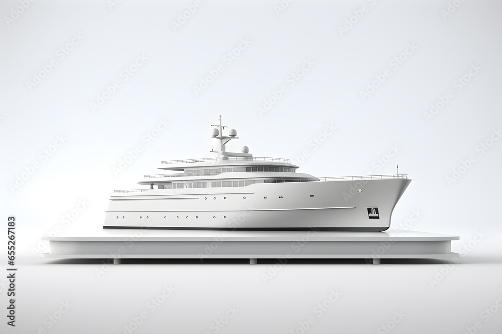 luxury yacht on the white background. 3d Render, Ai Generated