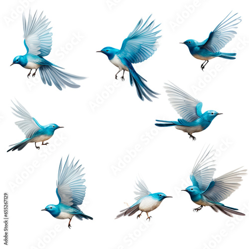 set of blue bird, PNG, transparent background