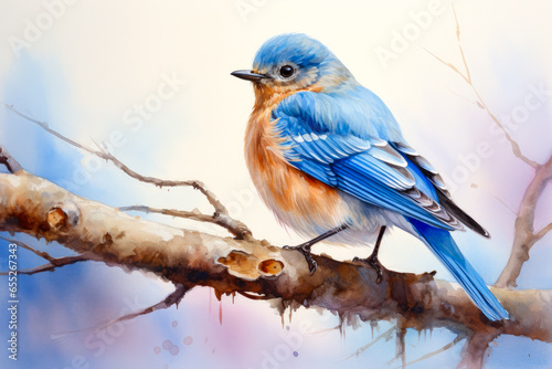 blue bird on a branch close-up © mila103