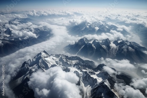 Breathtaking mountains captured from above. Generative AI