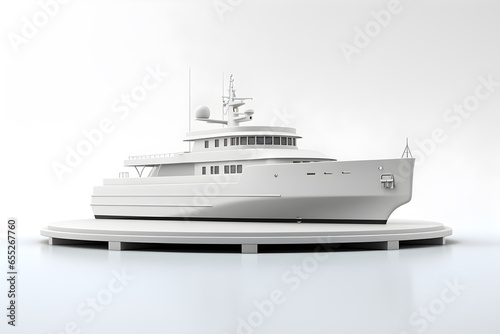White luxury yacht on a white background. 3d rendering, AI Generated © Mediapro