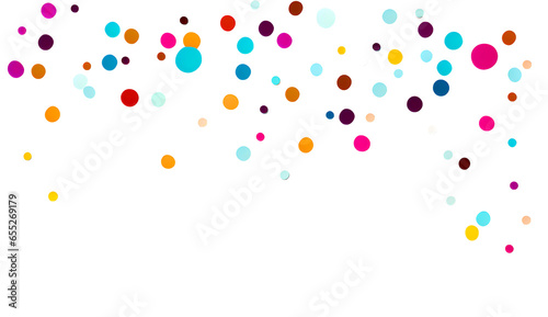 Isolated falling coloured confetti on white background.