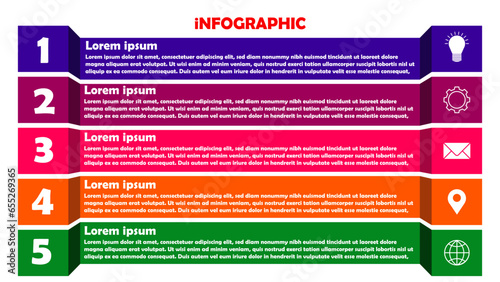 Vector illustration Infographic design template with icons and 5 options or steps. Can be used for process, presentations, layout, banner, info graph.