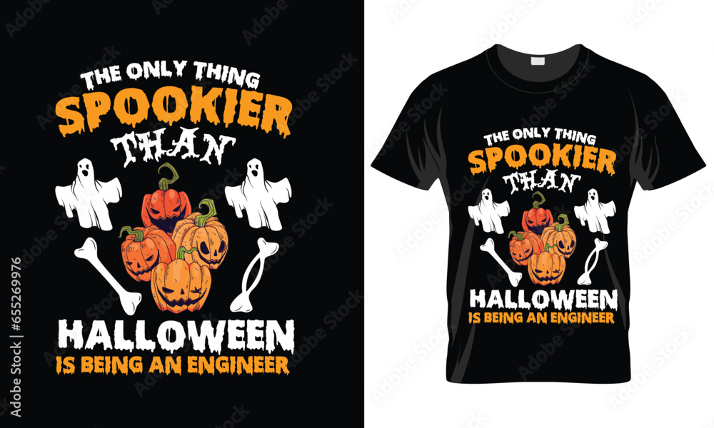 Fototapeta premium Halloween Engineer T-Shirt Design. Halloween October