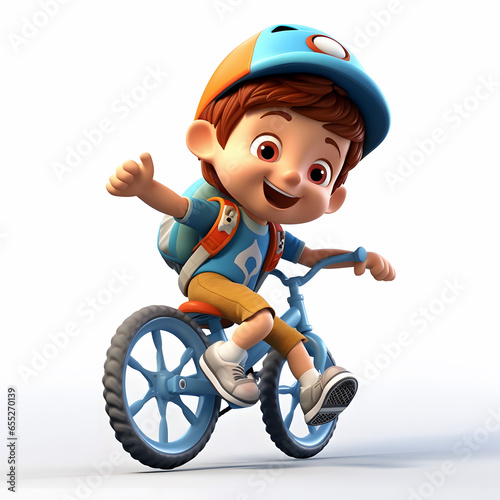 boy riding a bicycle, 3d render