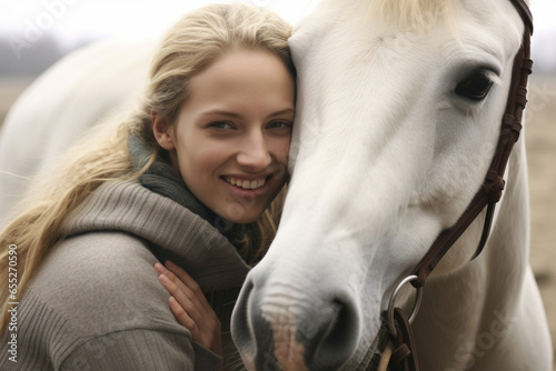 A horse's gentle nuzzle towards their rider, expressing the love and creation of affectionate equine companionship, love and creation