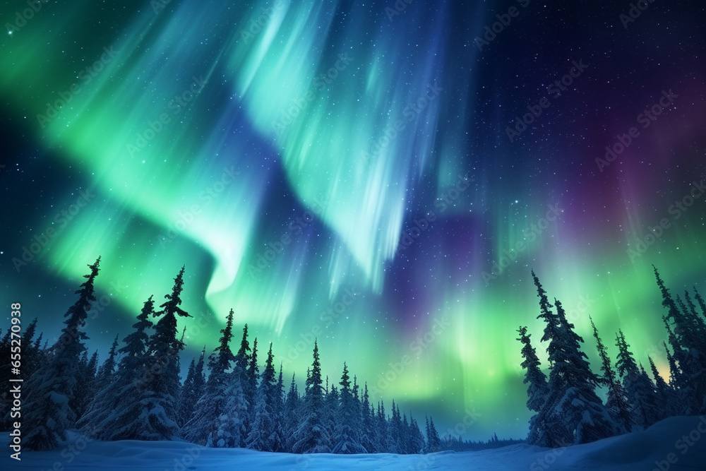 The dance of the Northern Lights in the night sky, expressing the love and creation of celestial wonders, love and creation The dance of the Northern Lights in the night sky, expressing the love and creation of celestial wonders, love and creation