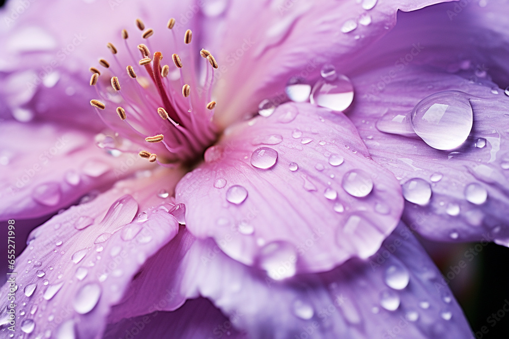 A close-up of a raindrop on a flower petal, illustrating the delicate interaction between water and blossoms, love and creation A close-up of a raindrop on a flower petal, illustrating the delicate interaction between water and blossoms, love and creation