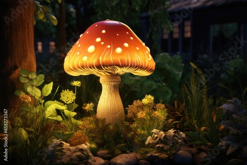 A mushroom glowing in the darkness. Perfect for adding a touch of magic and mystery to any project.