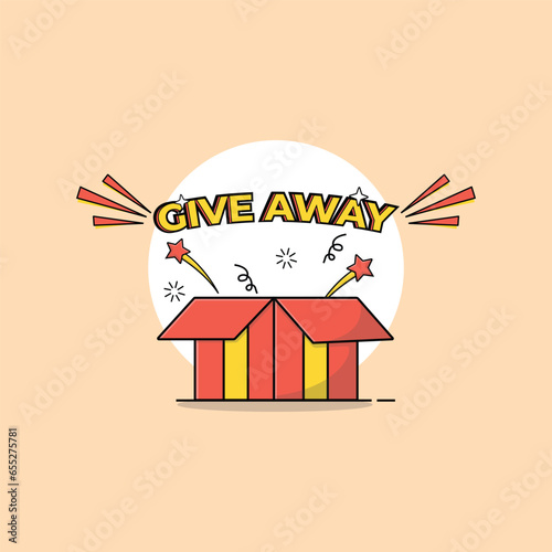 Giveaway Gift Box Explosion Vector Illustration. Giveaway Announcement Social Media Post Concept