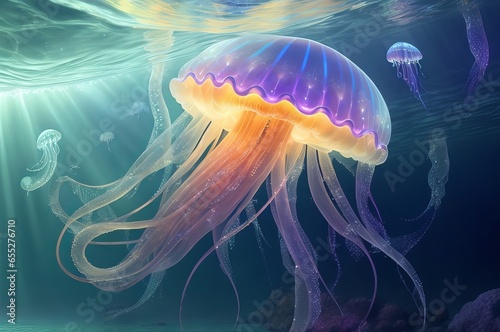 Ultra detailed jellyfish with iridiscent glow s © Fahim