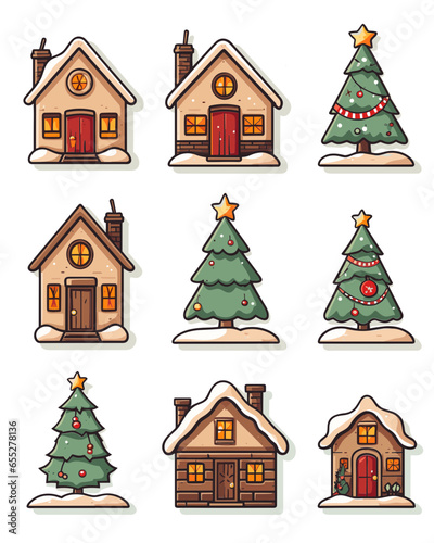 A set of Christmas illustrations reminiscent of Christmas baked goods