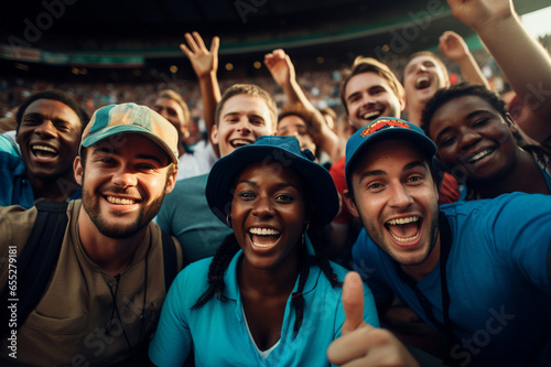 Baseball fans at the stadium, embodying the passion of the sport photo