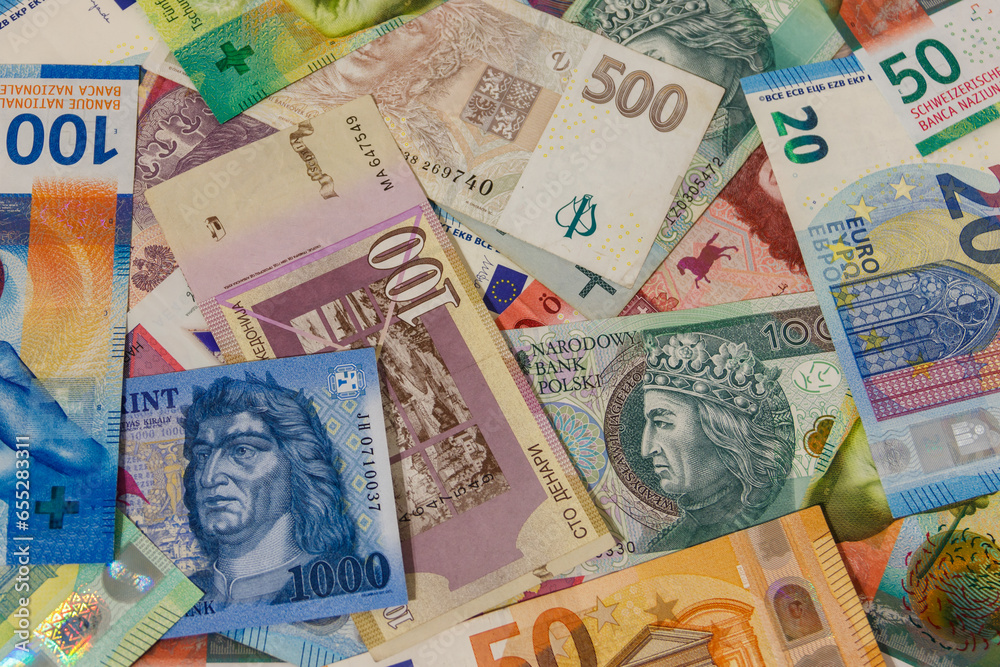 Background of currencies from different european countries Background of currencies from different european countries