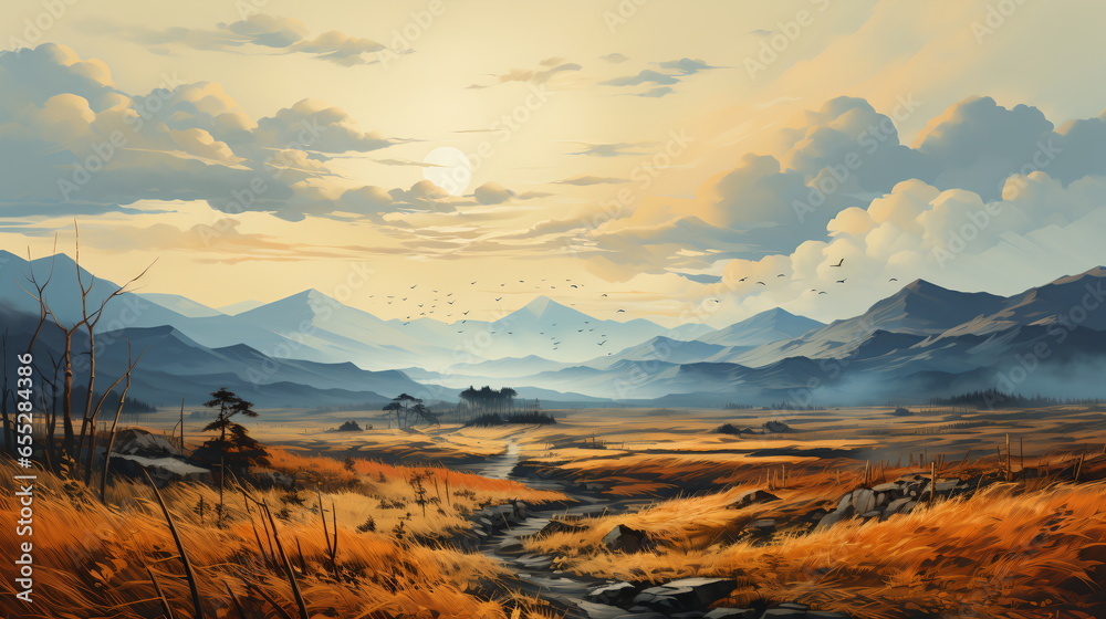 Obraz premium sunset in the mountains