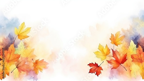 Autumn orange maple leaves, text frame. Generative AI